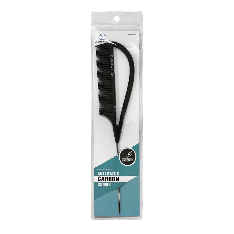 Dream World Anti Static Carbon Pin Tail Comb Black