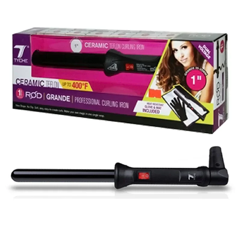 Tyche Ceramic Teflon Professional Curling Iron (Wand)