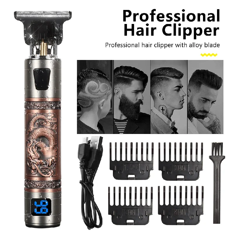 hair-clippers-for-men-professional-barber-clippers-rechargeable-cord-cordless-clipper-four-guide-combs-professional-full-metal-hair-cutting-kit-beard-trimmer-grey-color-2