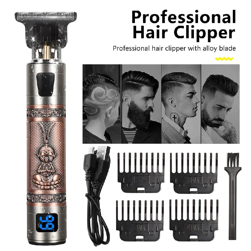 hair-clippers-for-men-professional-barber-clippers-rechargeable-cord-cordless-clipper-four-guide-combs-professional-full-metal-hair-cutting-kit-beard-trimmer-grey-color-2