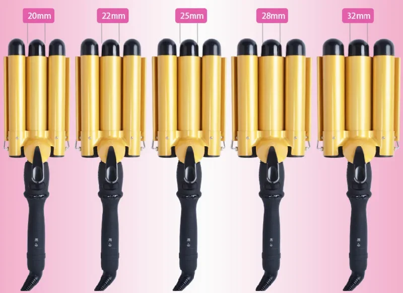 3 barrel Hair Curling Iron LCD Display