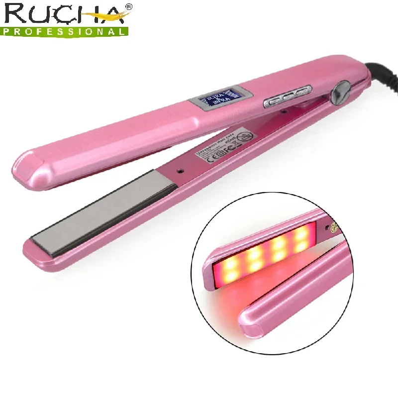 Hair Straightener Infrared and Ultrasonic Profession Cold Hair Care Iron Treatment for Frizzy Dry Recovers Damage Flat Irons