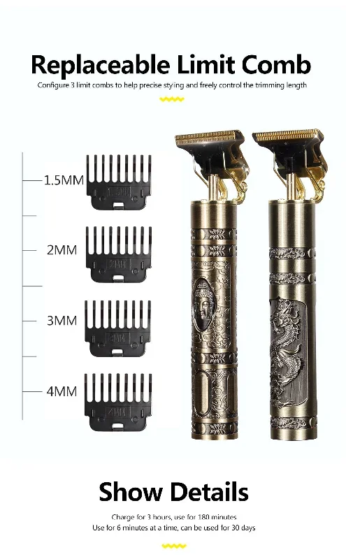 hiena-professional-hair-clippers-for-men-with-rechargeable-and-durable-battery-replaceable-limit-comb-professional-trimmer-haircut-kit-2