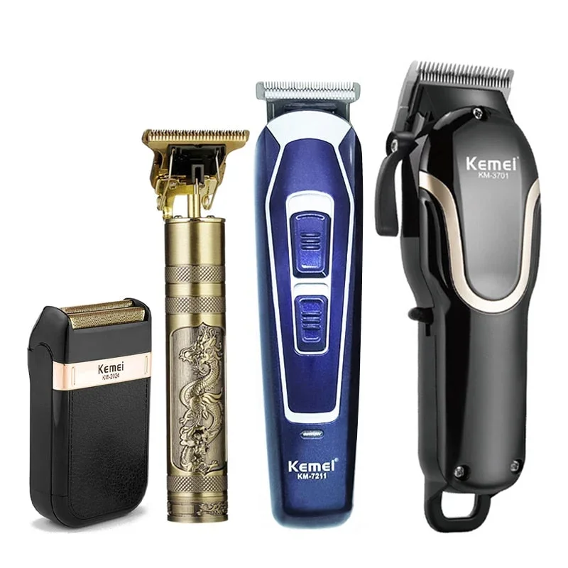 Kemei Professional Barber Hair Trimmer Rechargeable Electric Clippers T-Outliner Men Shaving Machine Cut Hair Beard Shaver