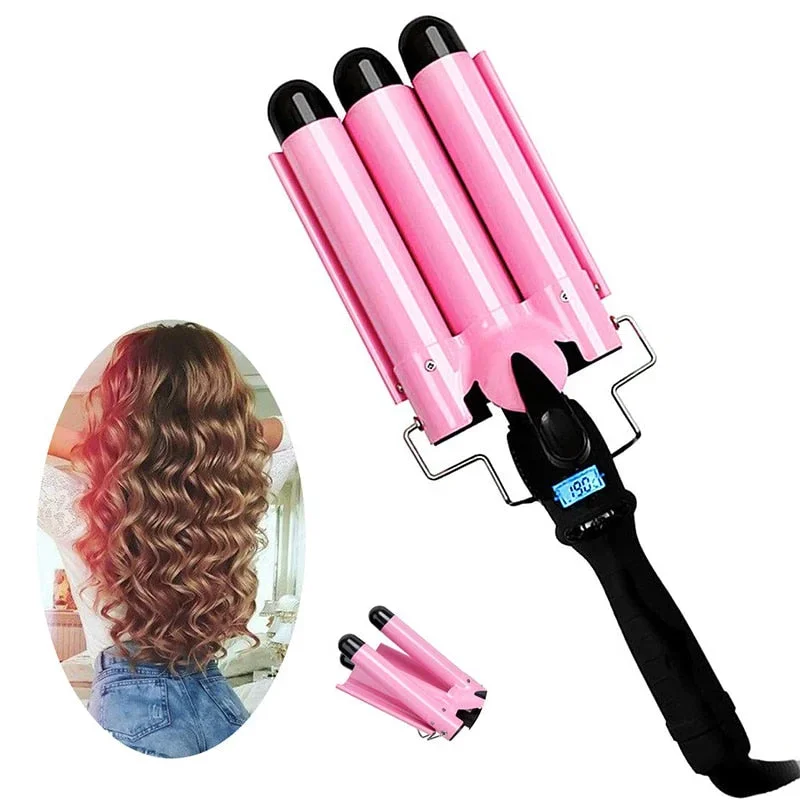 New Arrival Hair Curling Iron LED Ceramic Triple Barrel Hair Curler Irons